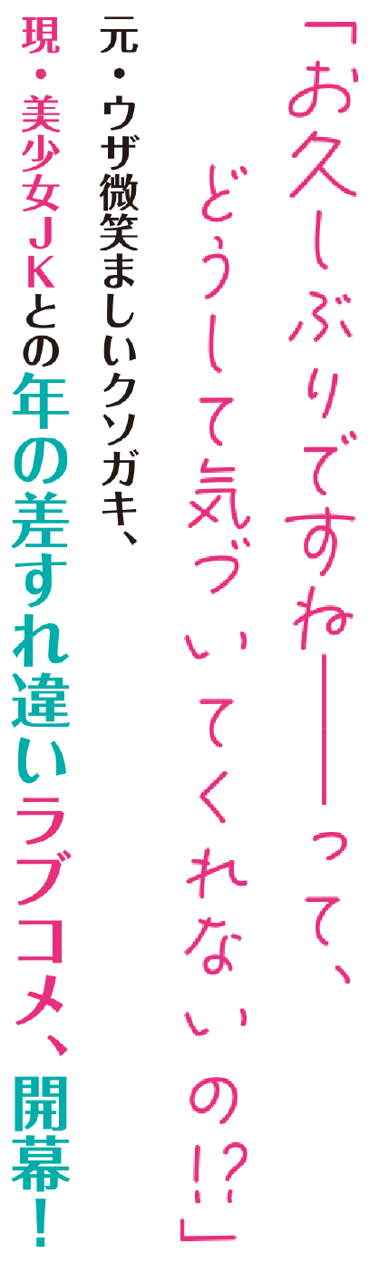 「お久しぶりですね――って、どうして気づいてくれないの！？」
                        元・ウザ微笑ましいクソガキ、現・美少女ＪＫとの年の差すれ違いラブコメ、開幕！